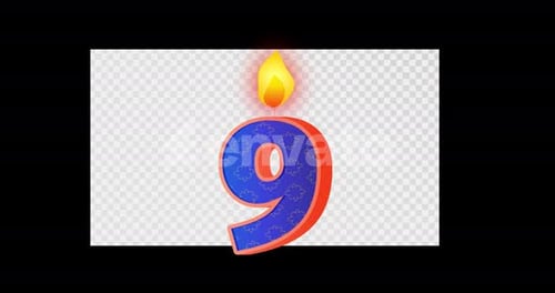 Number Nine Birthday Candle Alpha