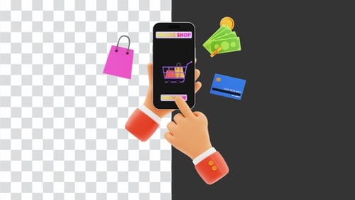 3D Animation of Shop on the Online Shopping Application | Alpha Channel