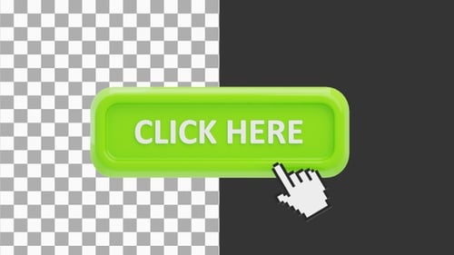 Animation 3D consistant à cliquer sur le bouton handclick ici | Alpha Channel