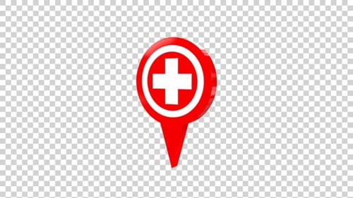 3D Medical Cross Map Pin Pop Up Animation