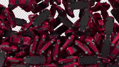 Falling Red 3D Cars Alpha Channel Loop