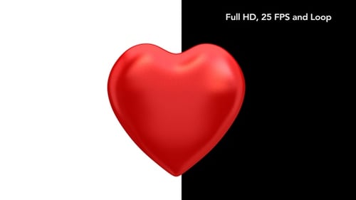 Looping Red 3D Heart Spinning Animation