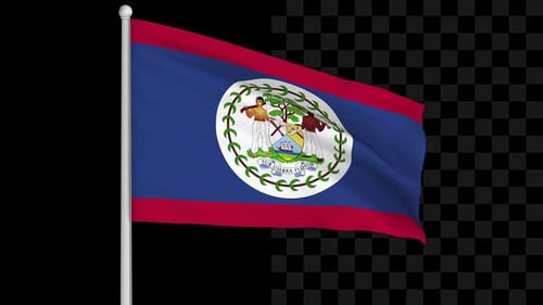 Waving Belize Flag Animation with Alpha Channel