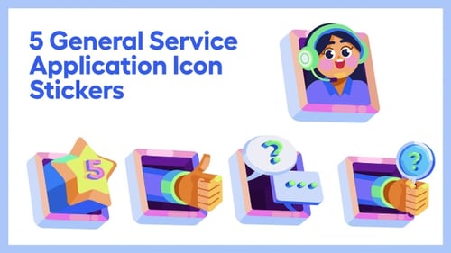 Animated Service Application Icons Pack with Customer Support