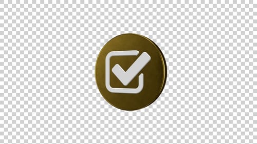 Animated 3D Golden Checkmark Icon