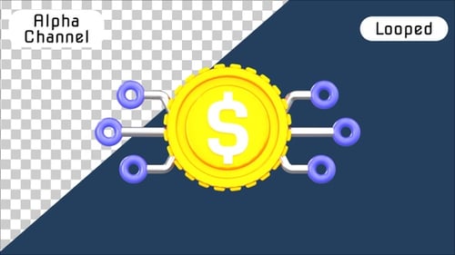 Digital Currency Circuit 3D Animation | Alpha Channel
