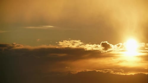 8K Sunset Through The Lined Layer Clouds