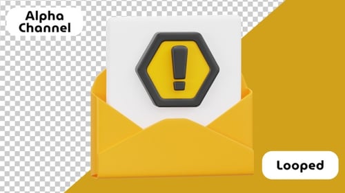 3D Scam Email Animation | Warning and Security Notification | Alpha Channel