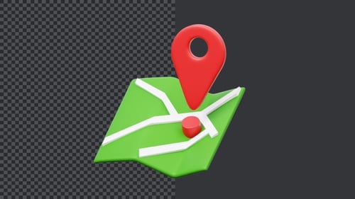 3D Animated Map with Location Pin Reveal