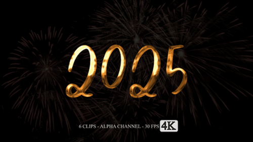 Metallic Fluid Calligraphic 2025 Year Title Pack