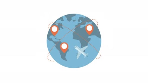 Animated Flat Design Earth Global Travel Network
