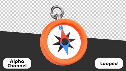 Navigation Compass 3D Animation | Alpha Channel