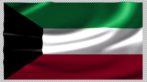 Realistic Waving Kuwait Flag with Alpha Channel