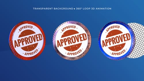Corporate Approval Stamp Rotating 3D Animation