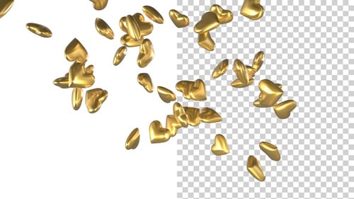 Elegant Golden Hearts Falling Shiny Particle Effect
