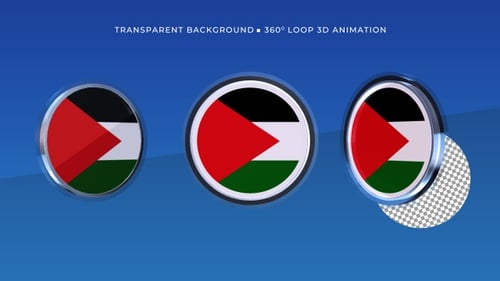 Palestine Flag Circle Spinning 3D Animation