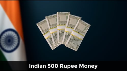 Animated Indian Rupee Banknotes Stacks Flat Design