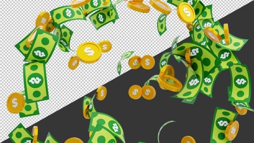 3D Animation of Money Explosion | Alpha Channel