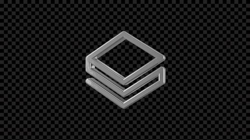 3D Silver Stacked Layers Icon Seamless Loop Animation