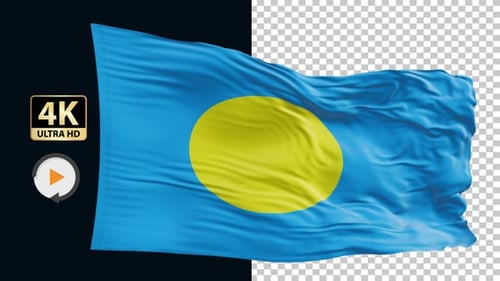 Palau National Flag Waving Loop Animation