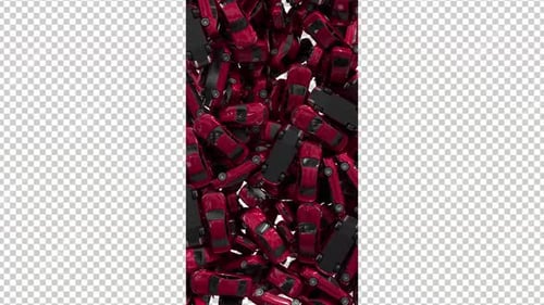 Falling Red Cars Abstract Vertical Reveal