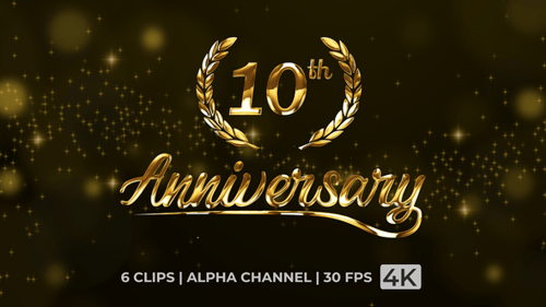 Elegant Golden 10th Anniversary Title Reveal with Laurel Wreath