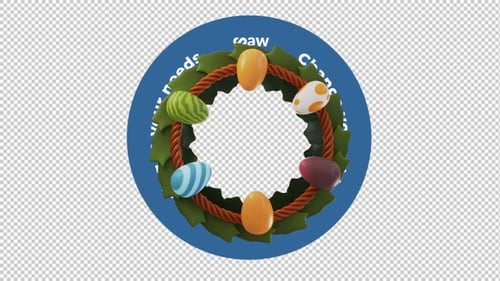 3D Animation Easter Egg Wreath Spring Holiday Decoration Loop 4K No Background