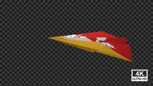 Avion en papier du drapeau du Bhoutan V2