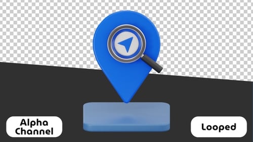 3D Animated Location Pin with Search and Navigation Icon