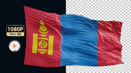 Realistic Waving Mongolia National Flag Animation