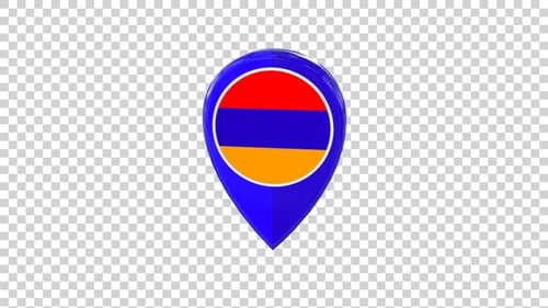 Animated 3D Location Pin with Armenian Flag