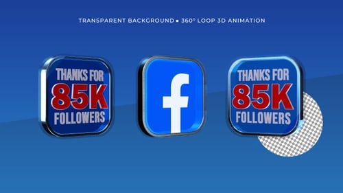 3D Metallic Social Media Followers Counter with Facebook Logo