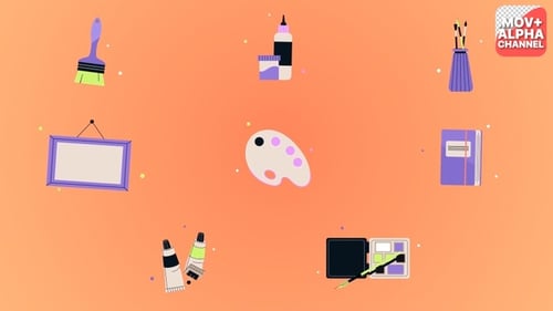 Flat Design Art Supplies Animation Pack