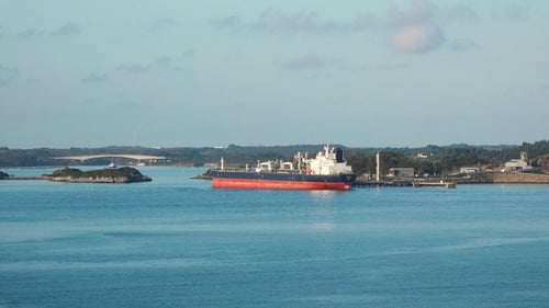 Tanker at sea, cargo ships. Petroleum Tanker Vessel. Concept of transport logistics, maritime.