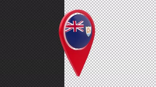 3D Rotating Anguilla Flag Map Pin