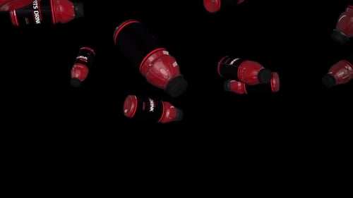 Falling Red Sports Drink Bottles Alpha Channel Loop