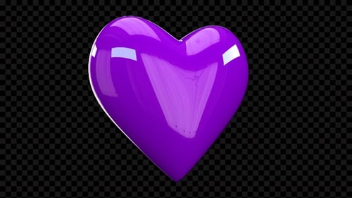 Glossy Purple 3D Heart Rotation Animation