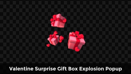 Animated Pink Gift Boxes with Hearts Falling and Rising