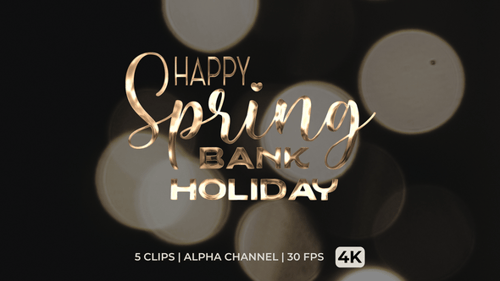 Five Colors Happy Spring Bank Holiday Text Animation