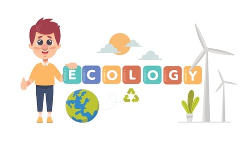 Flat Design Ecology Concept Animation with Character
