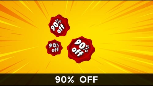 Bouncing 90% Off Red Wax Seal Tags Animated Sales Promotion