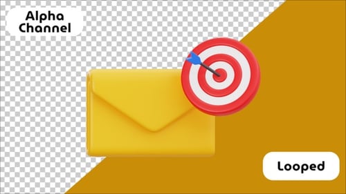 Animated 3D Email Envelope Target Arrow Success