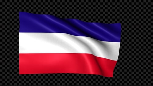 Waving Horizontal Flag Animation Blue White Red Alpha Channel