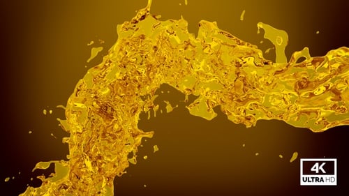 Dynamic Golden Fluid Splash Element with Alpha Channel