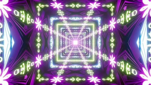 Neon Flower Decoration Background Loop