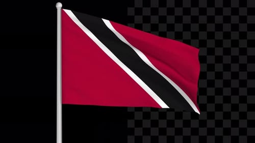 Trinidad and Tobago Flag Waving Animation with Transparent Background