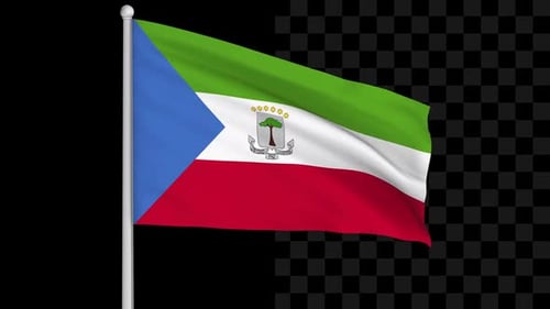 Waving Flag of Equatorial Guinea with Alpha Channel