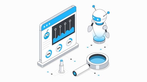 Robot Analyzing Isometric Animation Alpha Channel