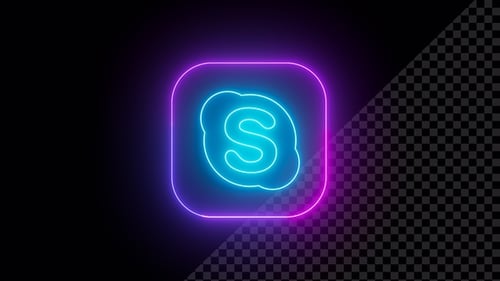 Skype Social Media Logo Neon Reveal Animation