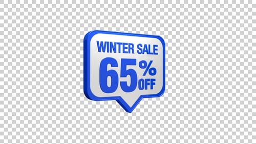Spinning 3D Winter Sale 65 Percent Off Badge Animation